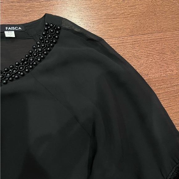 Faisca Black Mesh Knit Long Sleeve Top Witchy Vampire Whimsical 90s Goth Emo Y2K - Picture 2 of 9